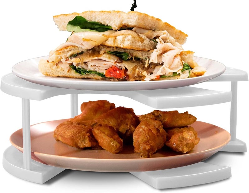 DoubleWave Mini Neutral two tier microwave plate stacker | Microwave heated dinner plate stacker for faster cooking efficiency | BPA Free plate stacker for durable and long-lasting use (Mini) - Image 1